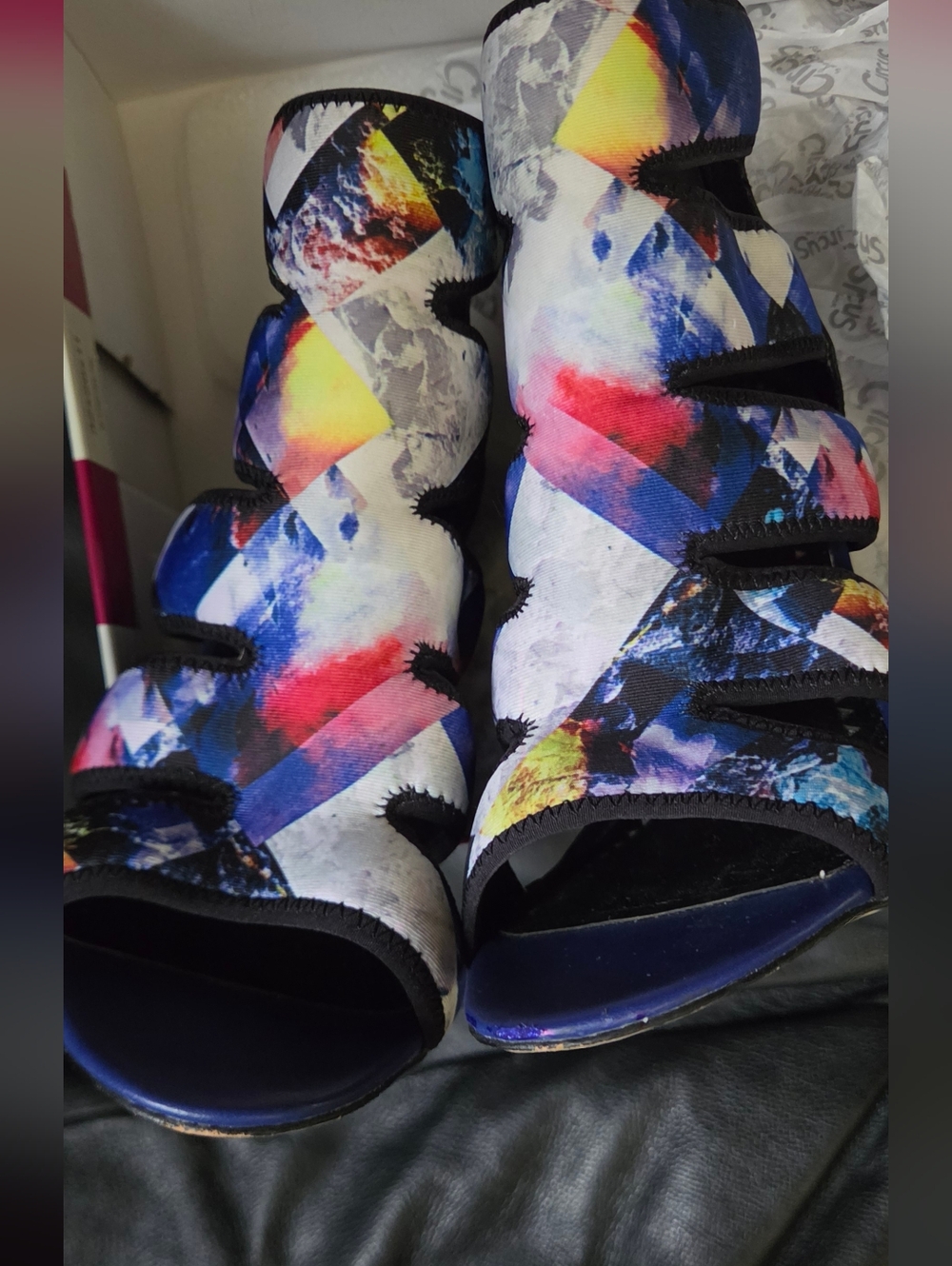 Circus by Sam Edelman Multicolor Strappy Block Heel Sandals Sz8.5 - Picture 7 of 10